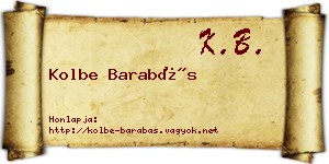 Kolbe Barabás névjegykártya